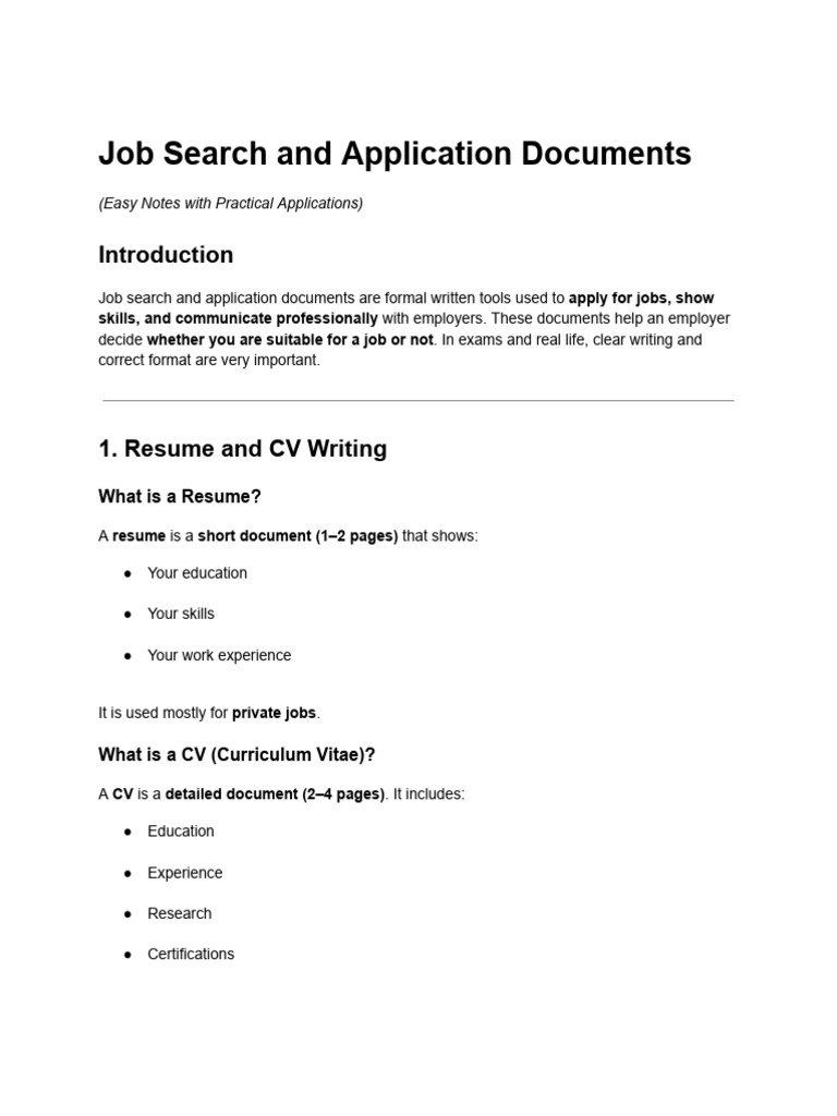 Job Search Documents | PDF