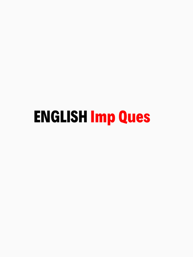 English Imp Ques | PDF