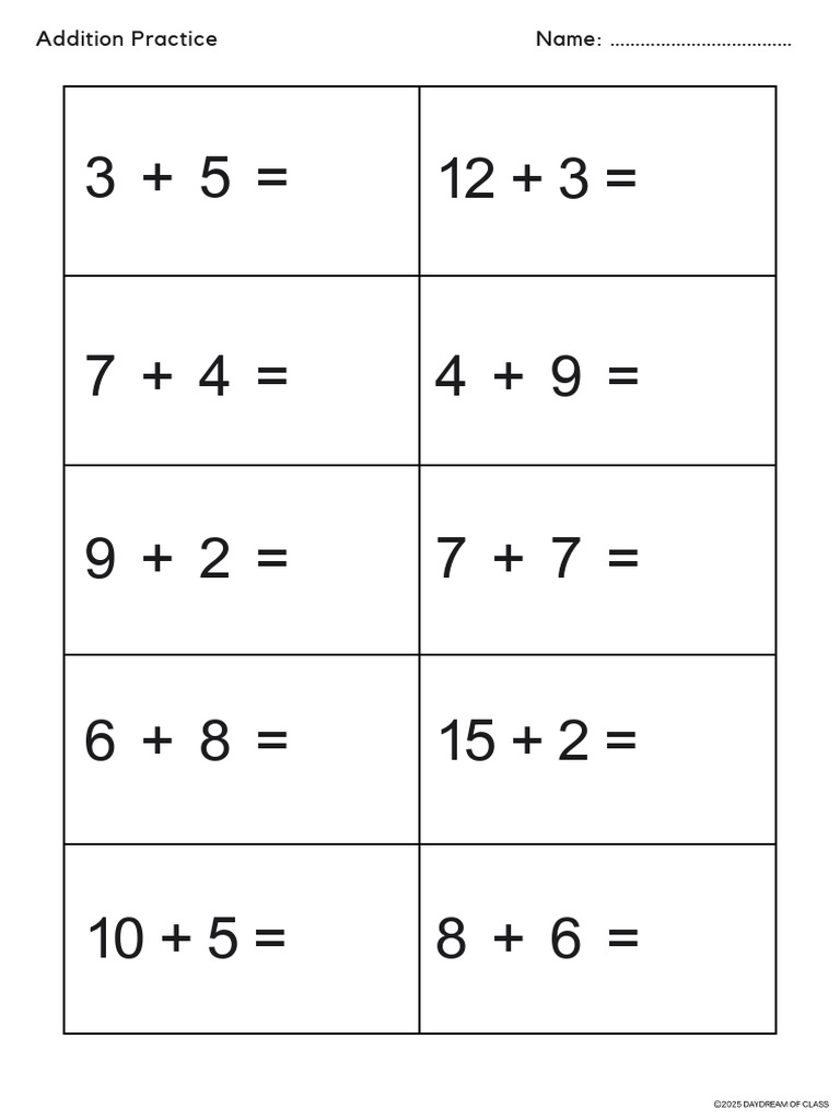 Addition Within 20 | PDF
