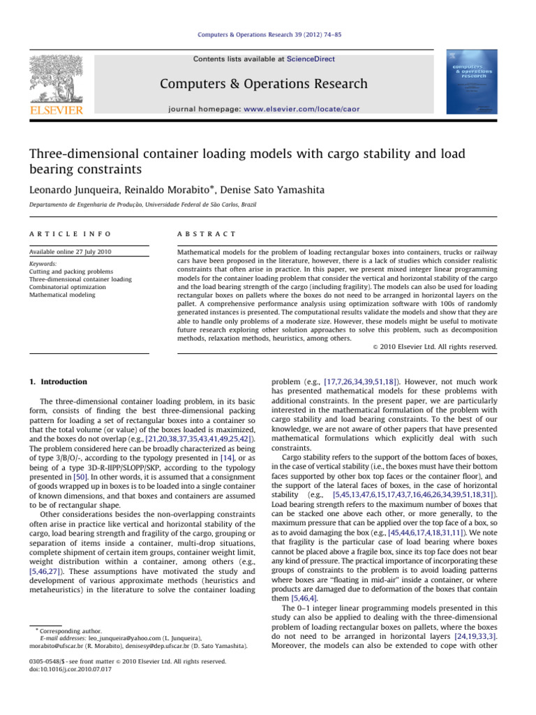 Three-dimensional container loading models with cargo stability and ...