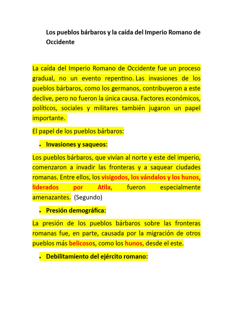 La Caída Del Imperio Romano de Occidente Fue Un Proceso Gradual | PDF ...