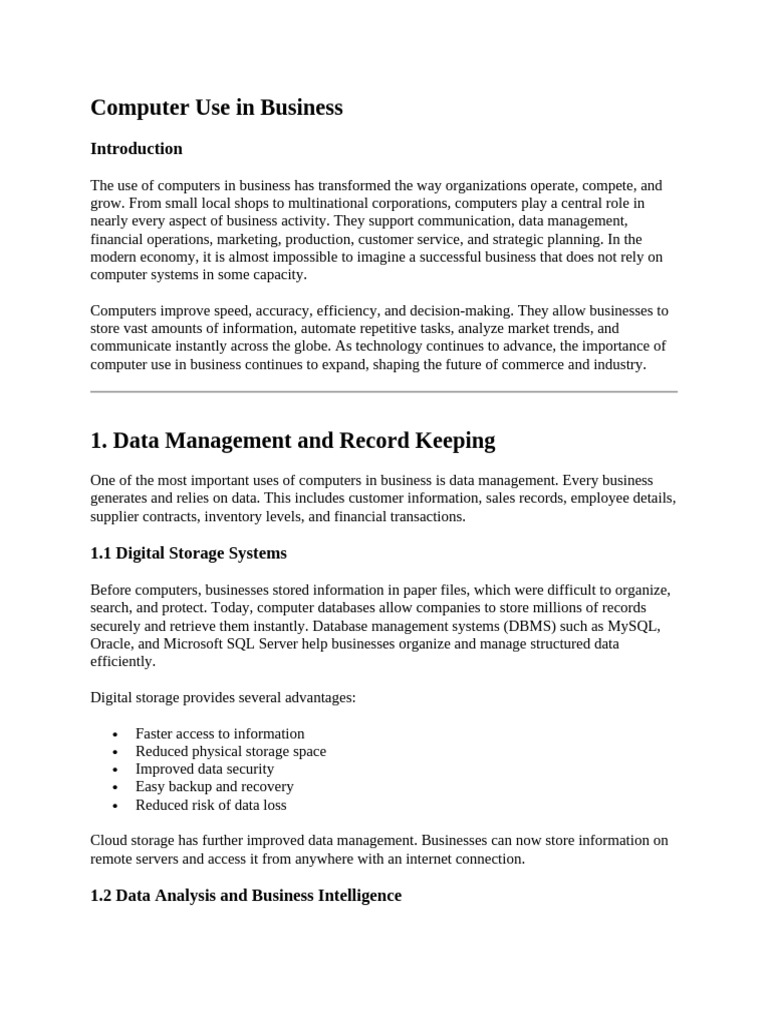Computer Use in Business | PDF | Automation | Computer Security