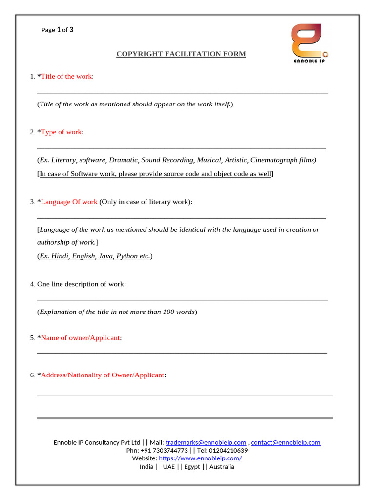 Copyright Facilitation Form | PDF