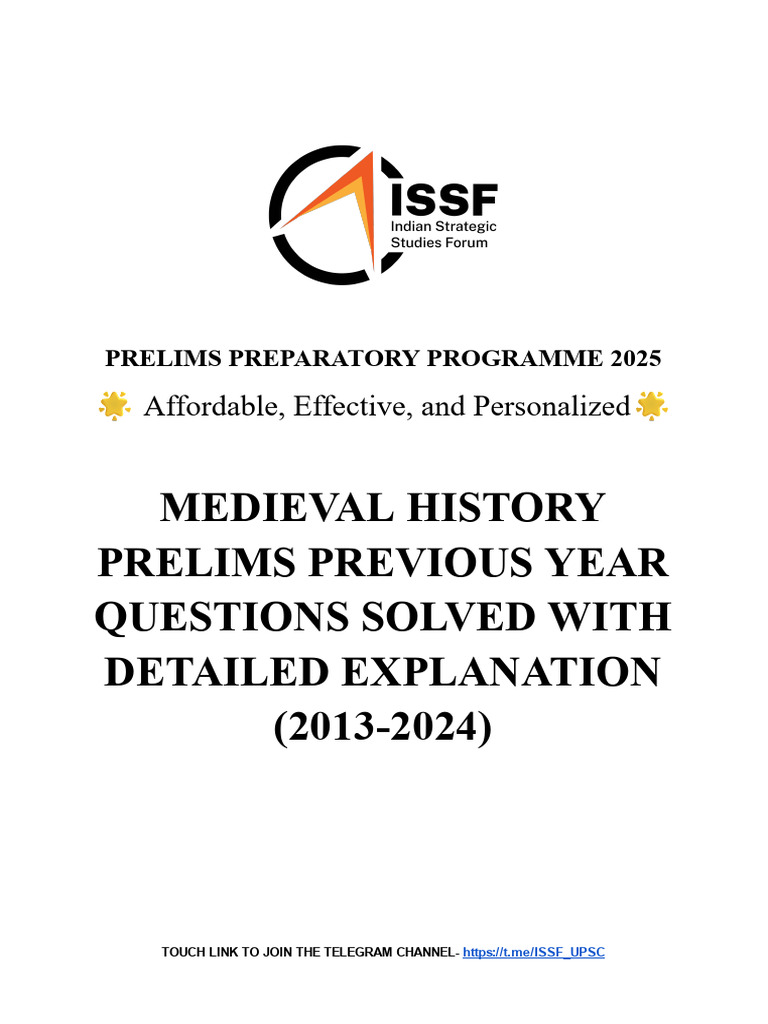 Medieval History Prelims Previous Year Questions Solved With Detailed | PDF