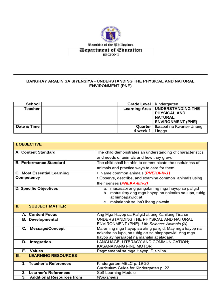 Lesson Plan Week 1 Day 1 Quarter 4 | PDF