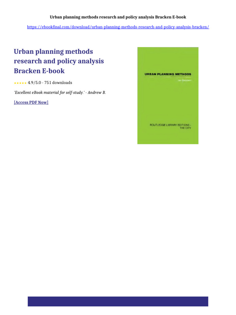 Urban planning methods research and policy analysis Bracken ebook all ...