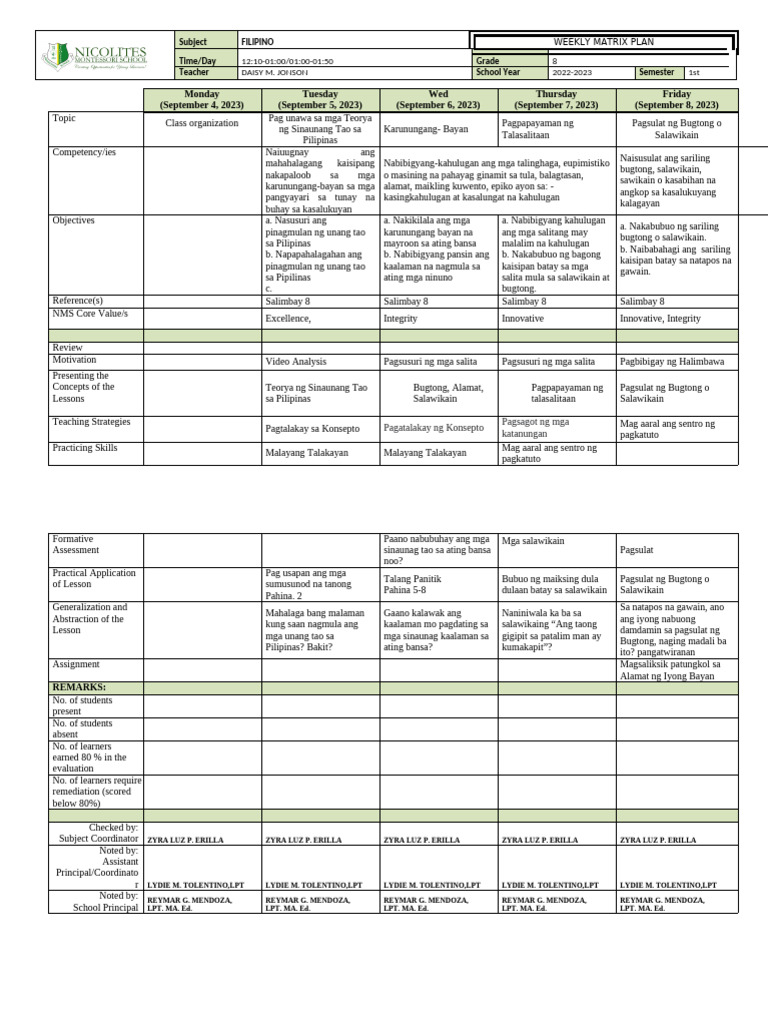 Matrix - Grade 8 | PDF