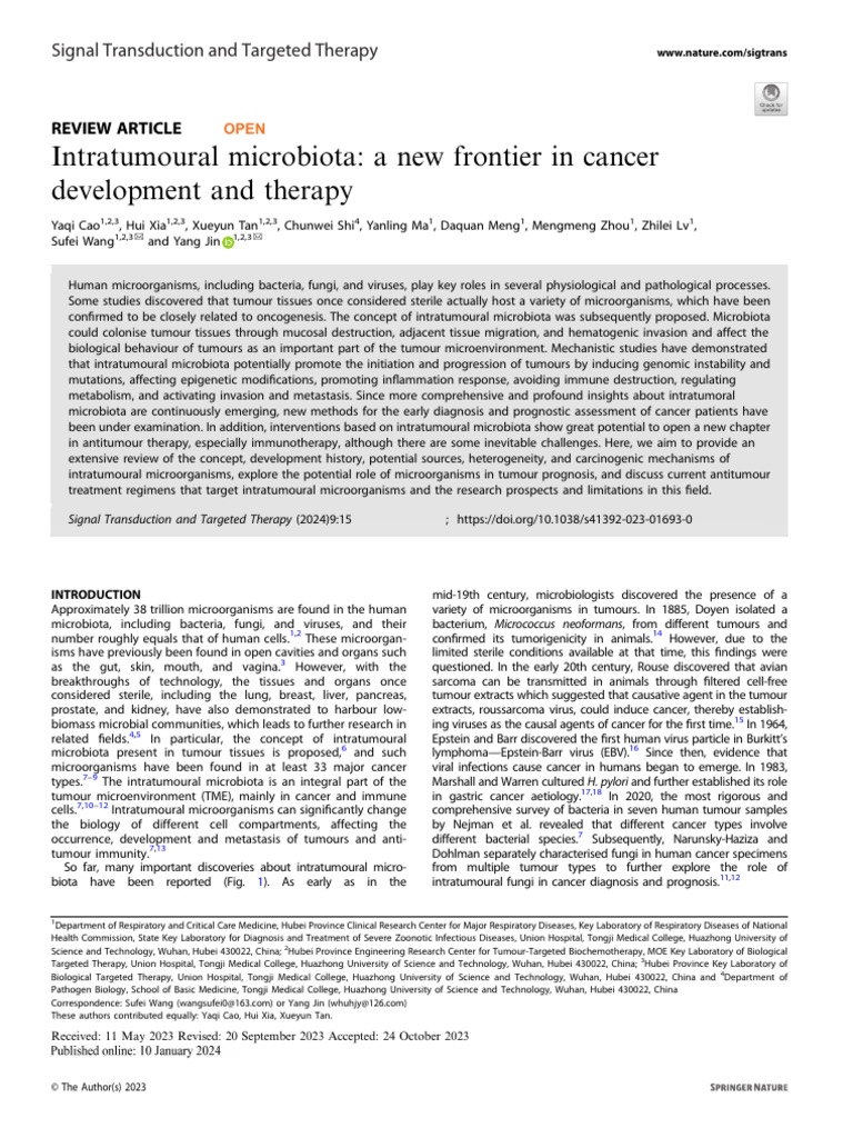 Intratumoural Microbiota: A New Frontier in Cancer Development and ...