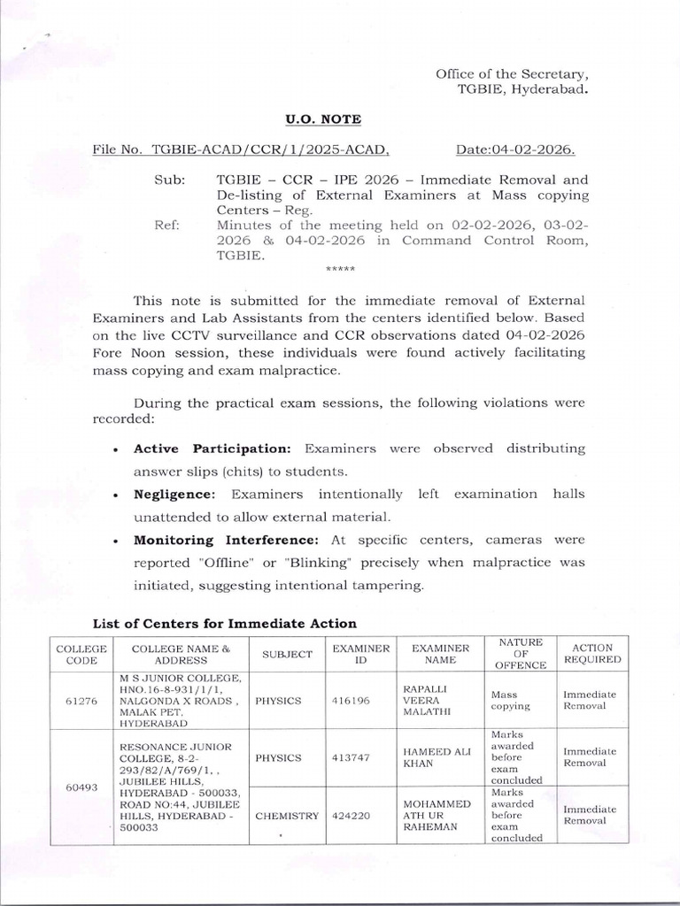 Uo Note To Exams 04-02-2026 FN | PDF | Crime Prevention