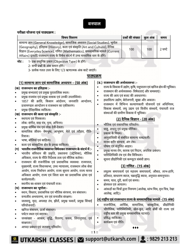 ExamSyllabusRajasthanForester 6295 6295 2838828 | PDF