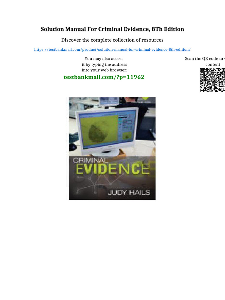 Solution Manual for Criminal Evidence, 8th Edition available full ...