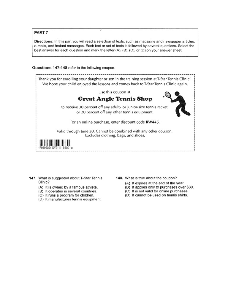 TOEIC Reading 7 | PDF