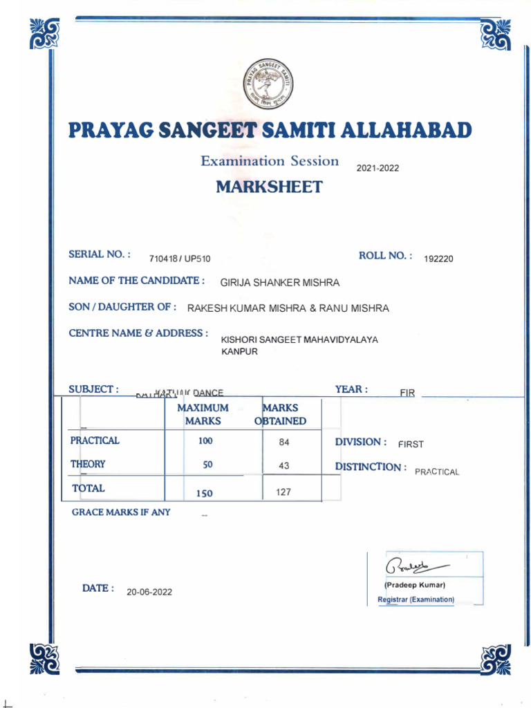 Mark Sheet | PDF