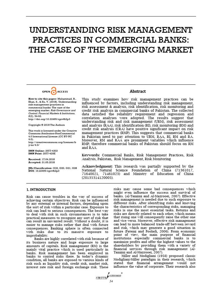 Risk Management Practices in Commercial Banks | PDF | Banks | Investing