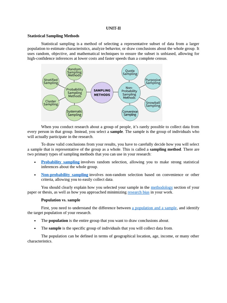BA UNIT 2 notes | PDF | Sampling (Statistics) | Standard Deviation