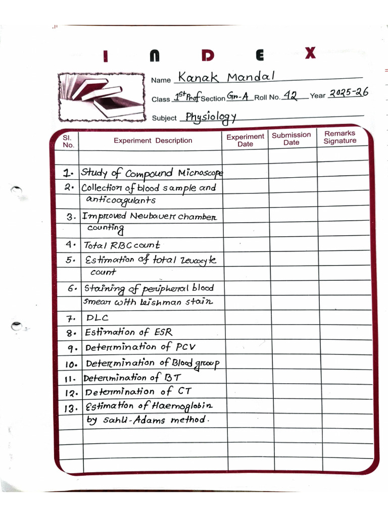 Physiology Practical Mbbs | PDF