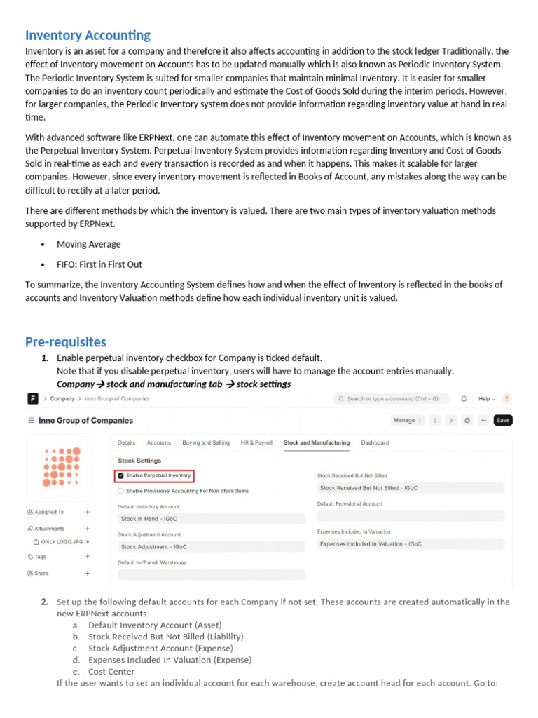 Inventory Accounting Erpnext | PDF | Inventory | Valuation (Finance)