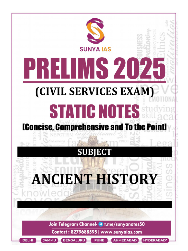 Ancient History - Sample - Static Notes | PDF | Paleolithic | Neolithic
