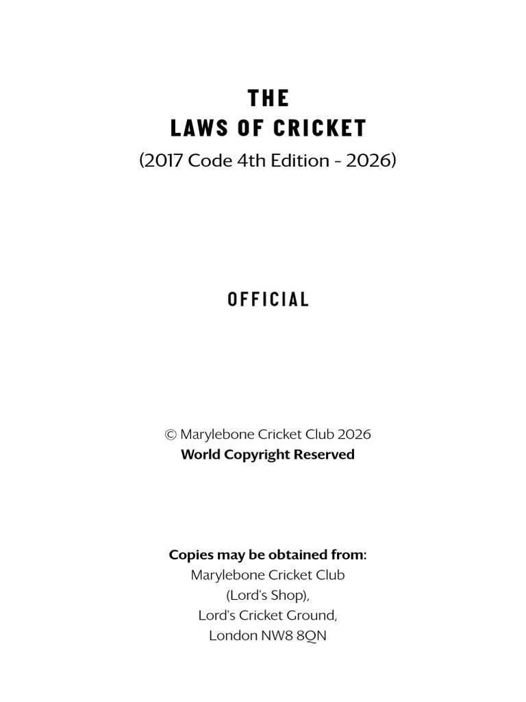 Laws of Cricket 2017 Code 4th Edition | PDF | Cricket | Ball And Bat Games
