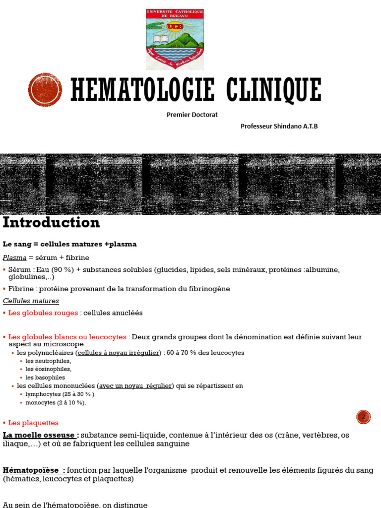 Hematologie Clinique 2018 | PDF | Globule blanc | Globule rouge
