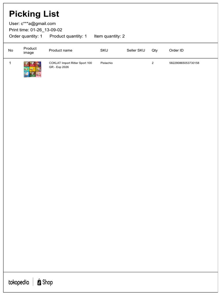 01-26 - 13-09-02 - Picking List | PDF