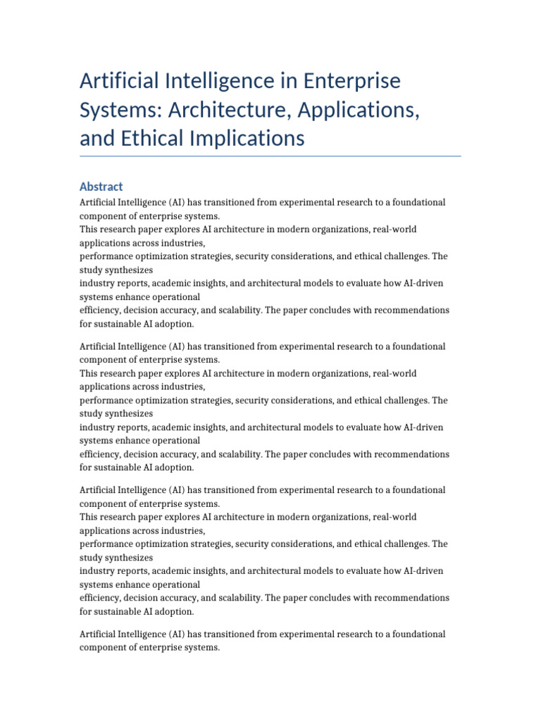 AI Enterprise Research Paper 10 Pages | PDF | Artificial Intelligence ...