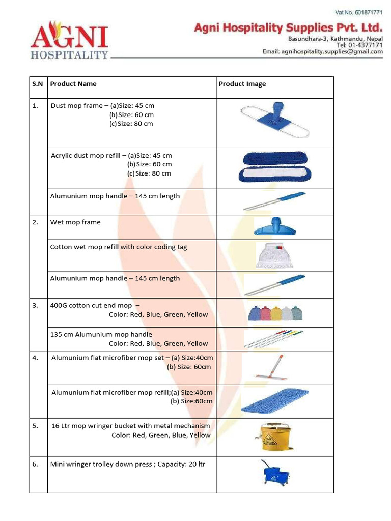 Product List of Housekeeping Tools | PDF | Housekeeping
