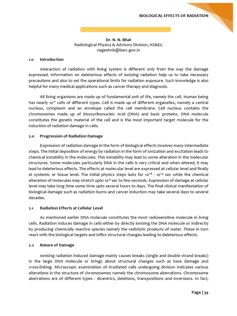 Biological Effect of Radiation | PDF | Acute Radiation Syndrome | Radiation