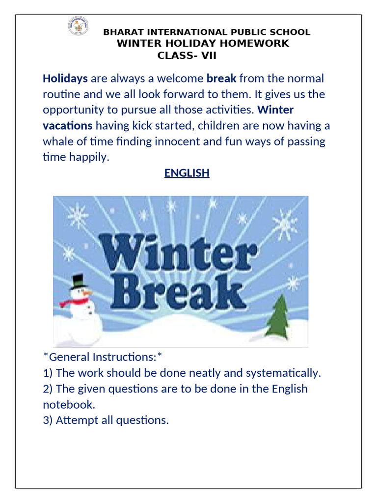 Winter Holiday Homework Grade 7th (25-26) | PDF | Chess Theory | Chess ...