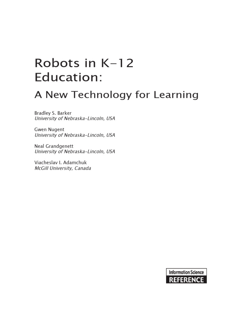 Barker 2012 Robots in K12 Education Ch15 | PDF | Gender Role | Self ...