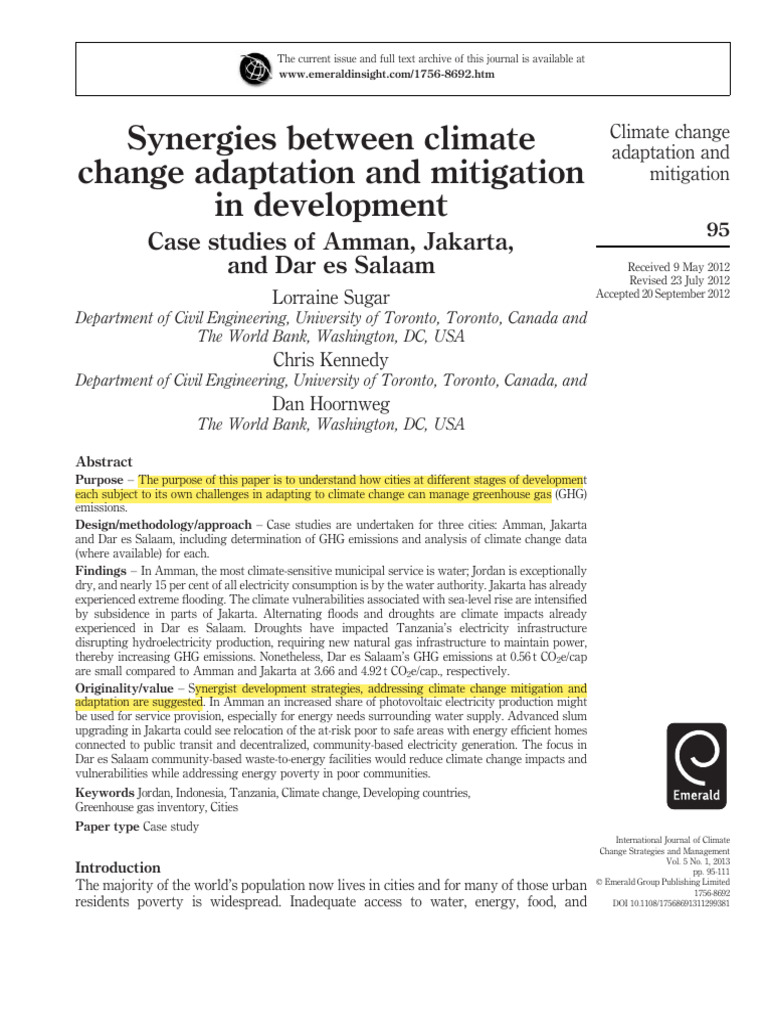 01m Synergies Between Climate Change Adaptation and Mitigation in ...