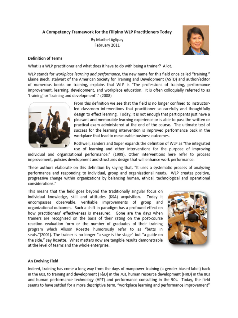 A Competency Framework For The Filipino WLP Practitioners Today 2012 ...