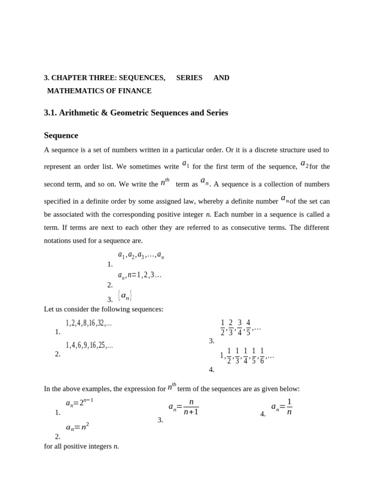CHAPTER 3 | PDF | Sequence | Summation
