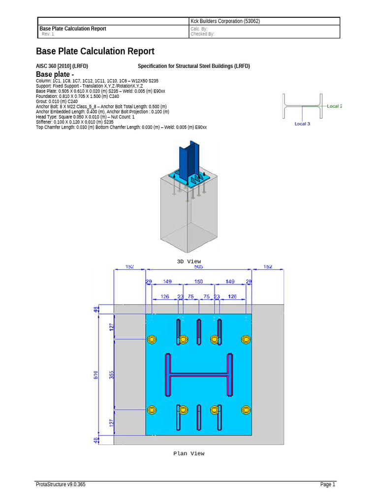 Base Plate Calculation Report | PDF