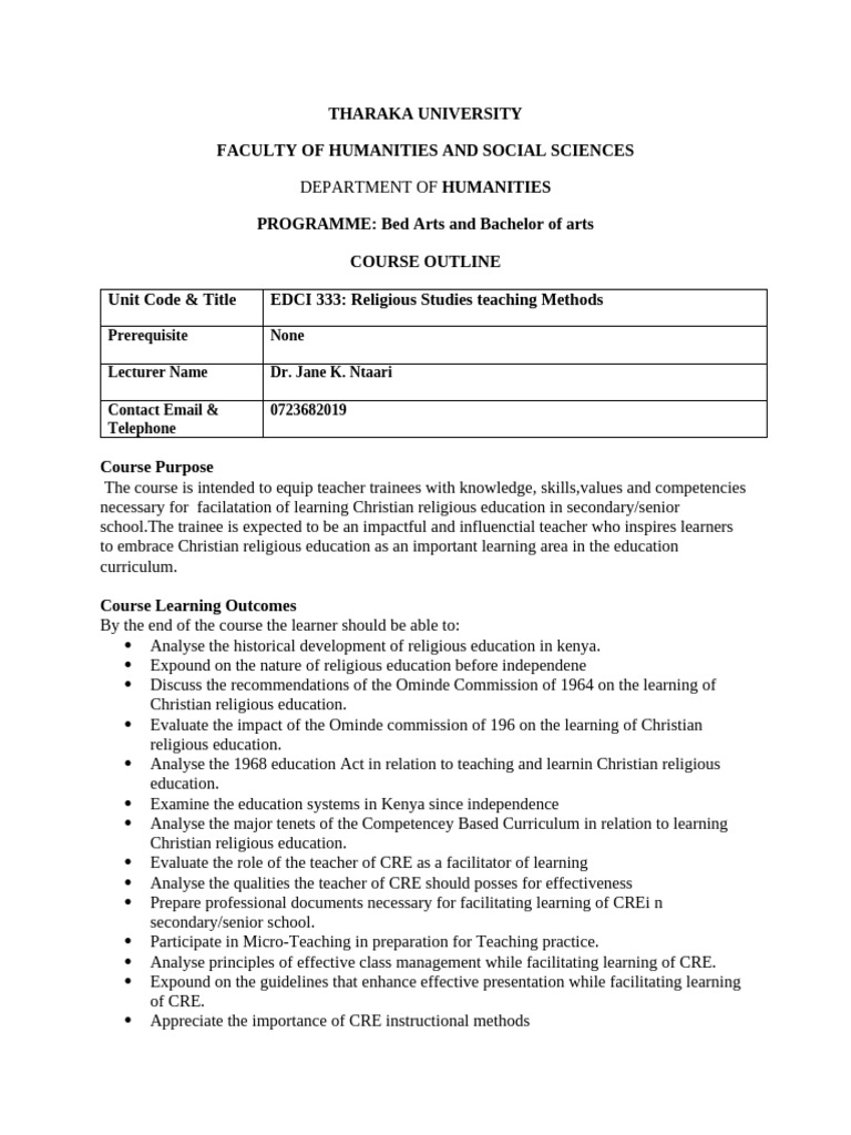 EDCI 333 Course Outline Aligned 2026 | PDF | Teachers | Learning