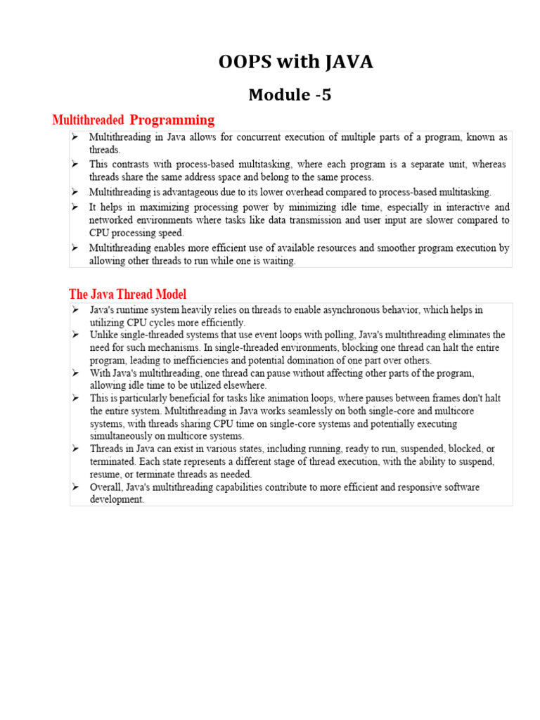 Module - 5 JAVA | PDF | Method (Computer Programming) | Thread (Computing)
