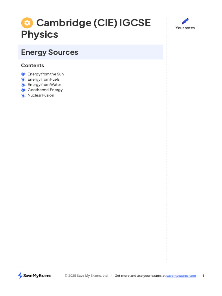 Reference Notes - Sources of Energy | PDF | Fuels | Solar Energy