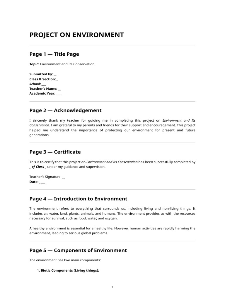 Environmental Studies Project | PDF | Pollution | Natural Environment