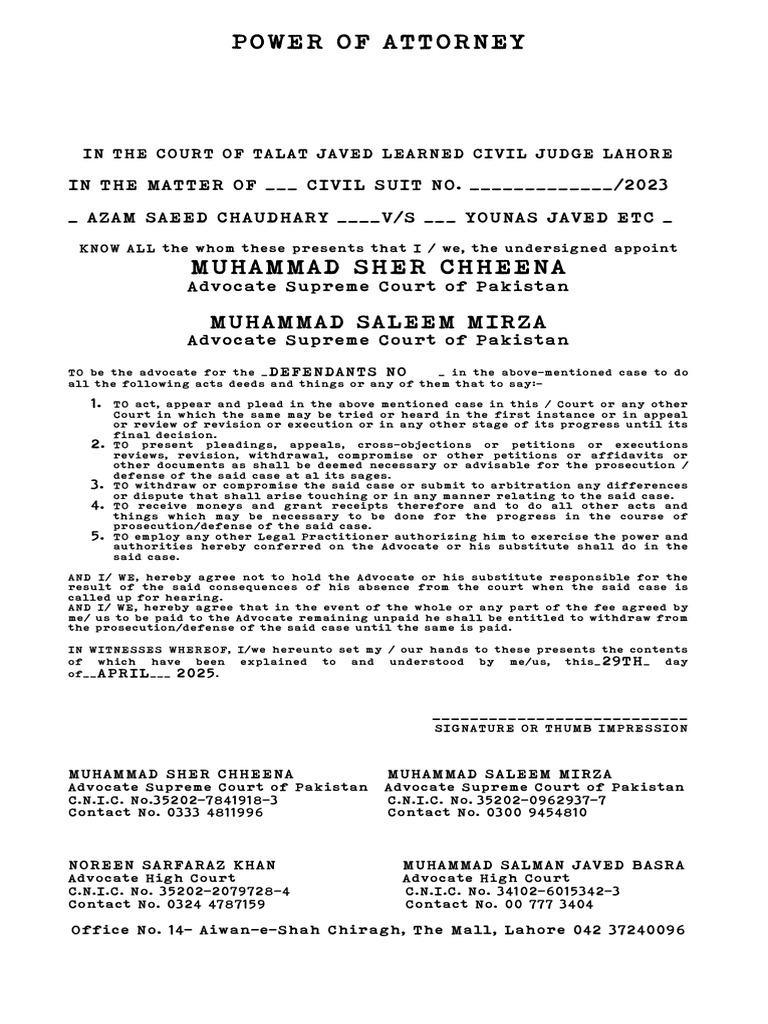 PDF POA Filled CC | PDF | Advocate | Justice