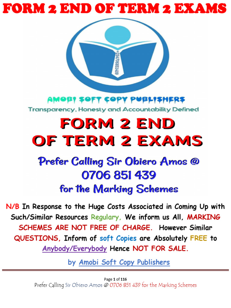 Form 2 End of Term 2 Exams | PDF | Chemistry