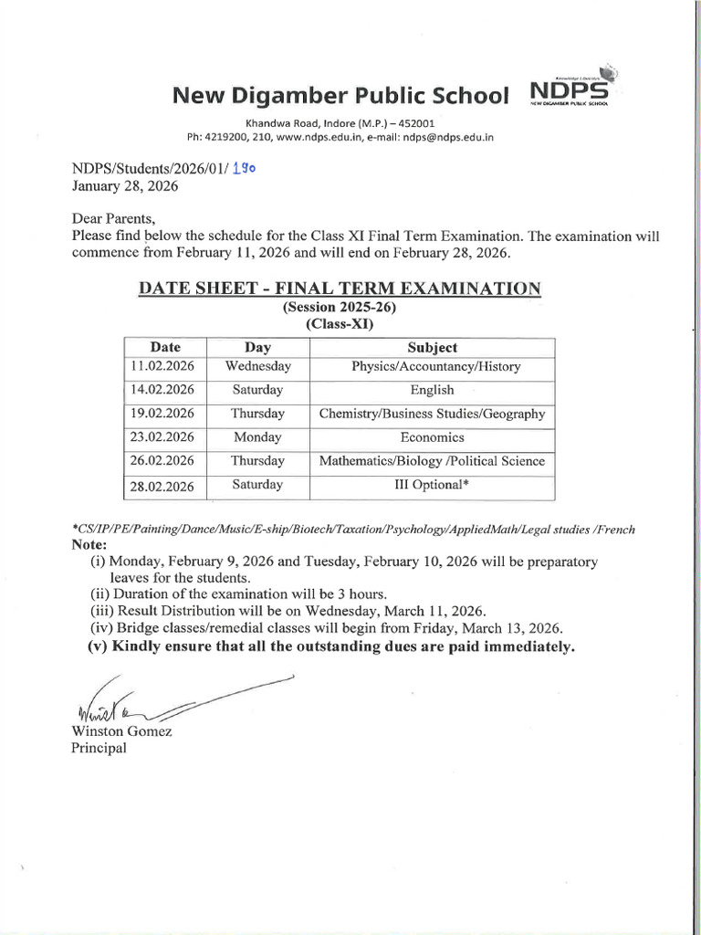 Final Term Examination Class XI 2025-26 | PDF