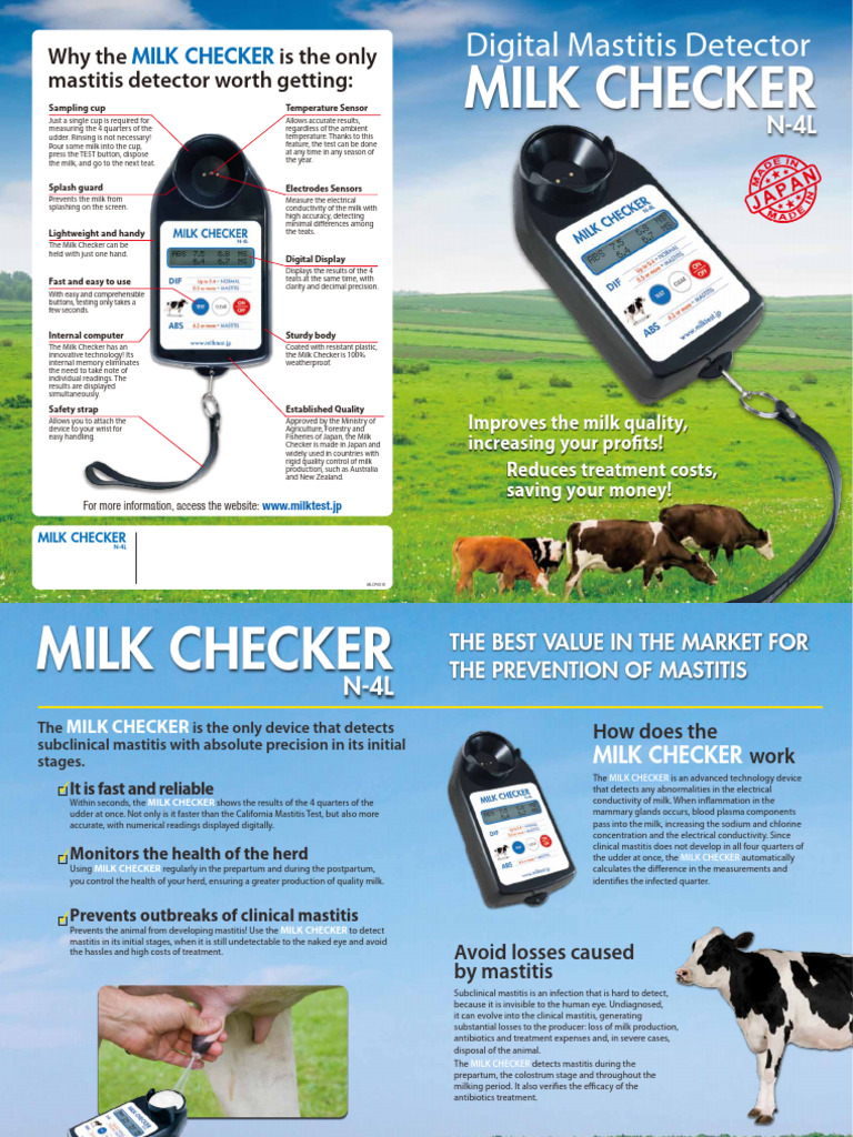 Milkchecker Pamphlet Mlcp001e 0713 | PDF | Milk | Sensor