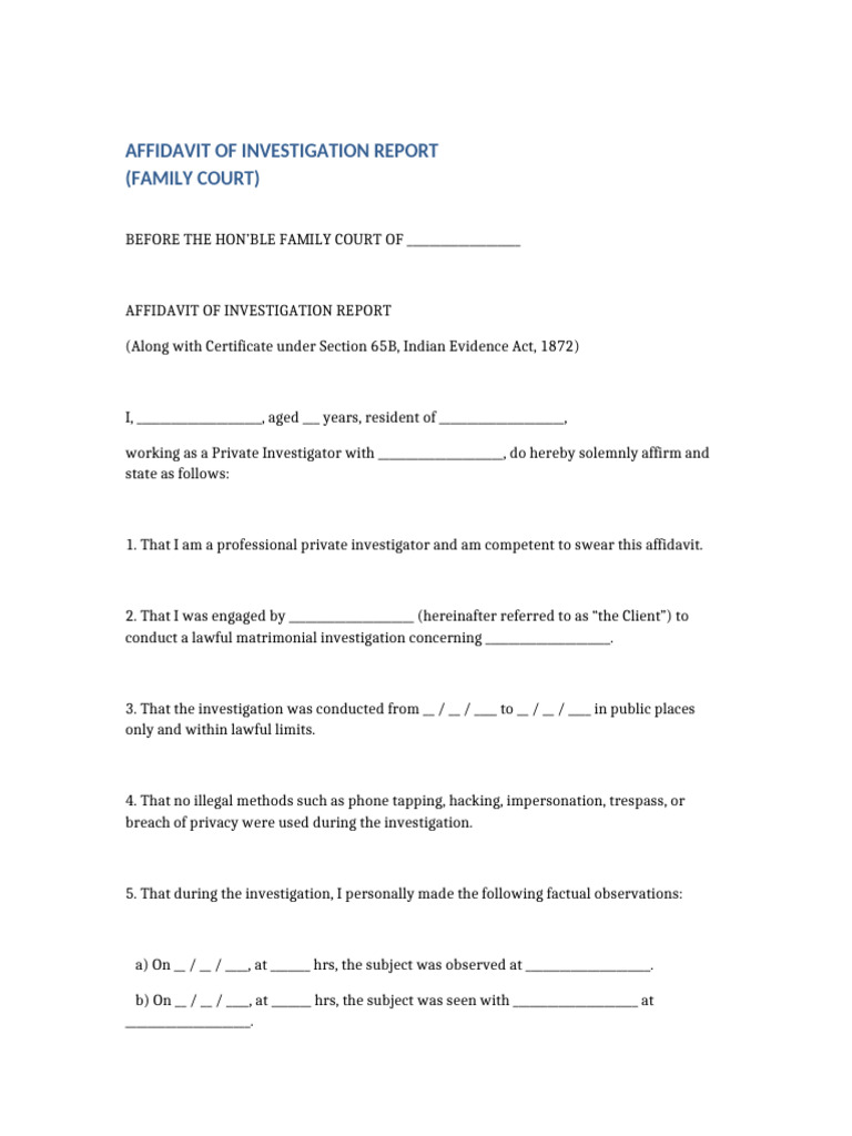 Family Court PI Report With Section 65B | PDF | Affidavit