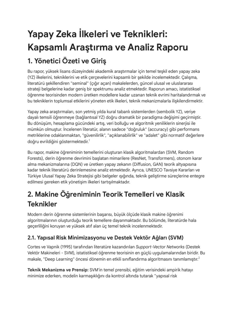Yapay Zeka İlkeleri Ve Teknikleri Araştırması | PDF