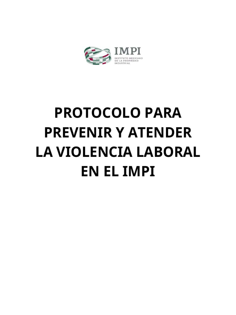 Protocolo para Prevenir y Atender La Violencia Laboral en El IMPI | PDF ...