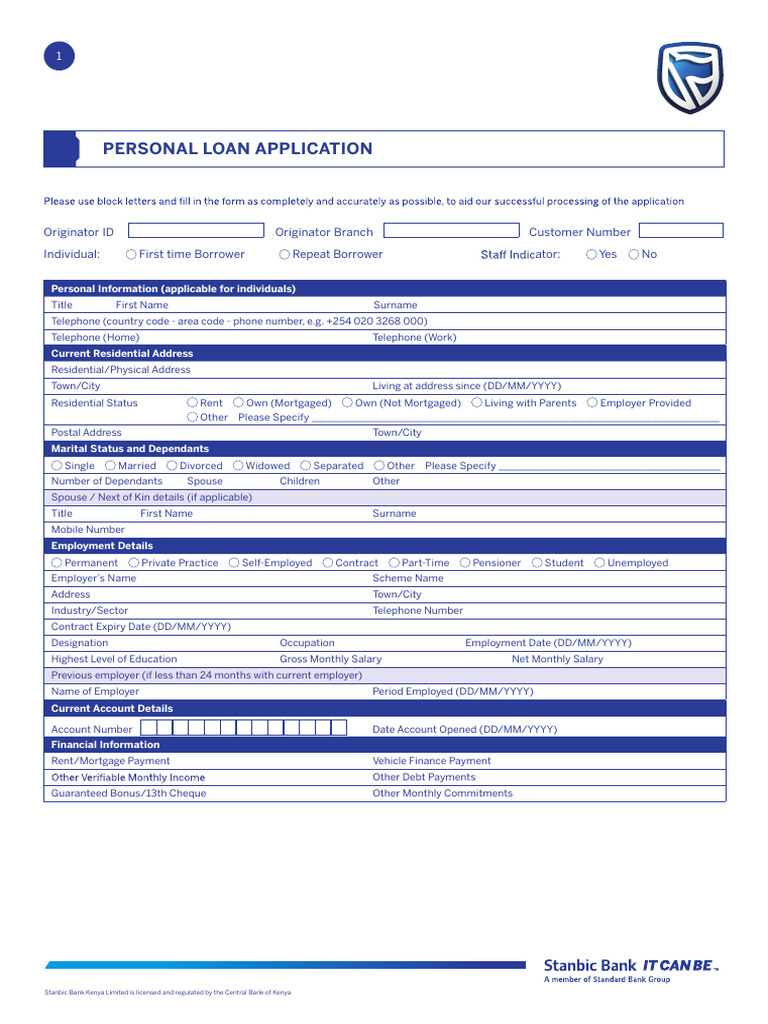 Personal Loan Application Form RBP | PDF | Loans | Interest
