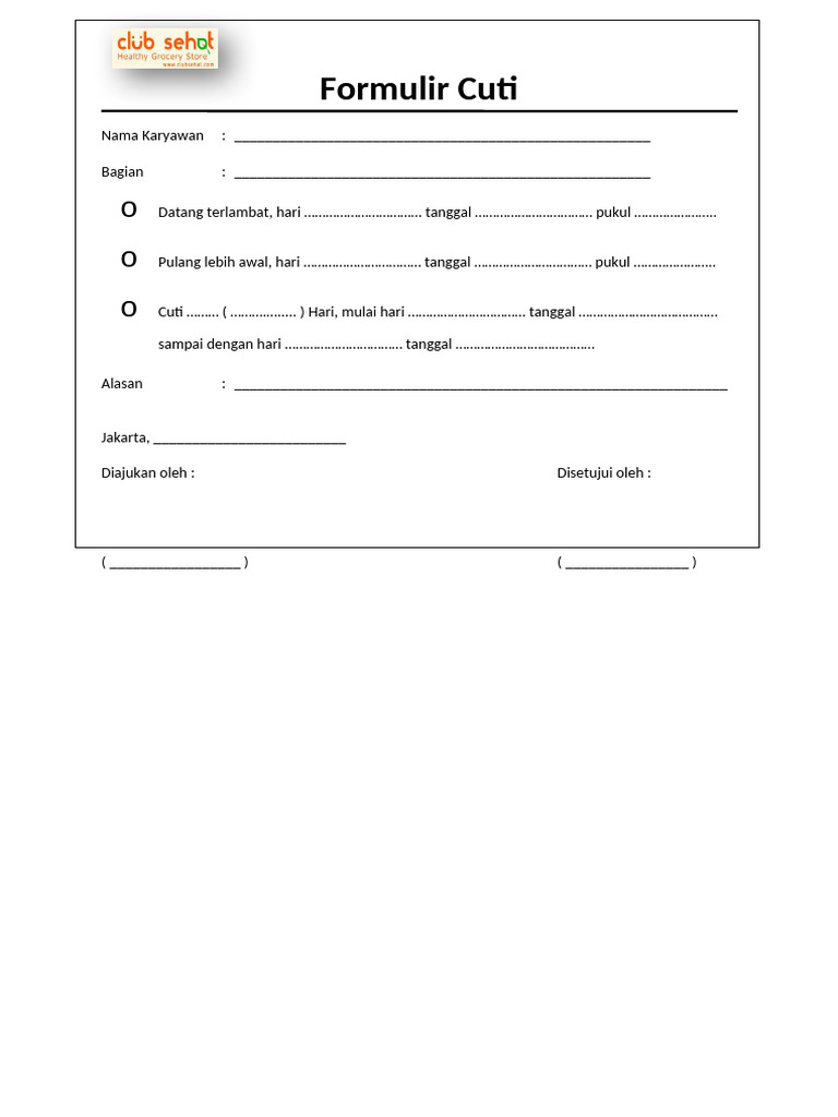 Form Cuti 2 Revisi 18 Feb 20 | PDF