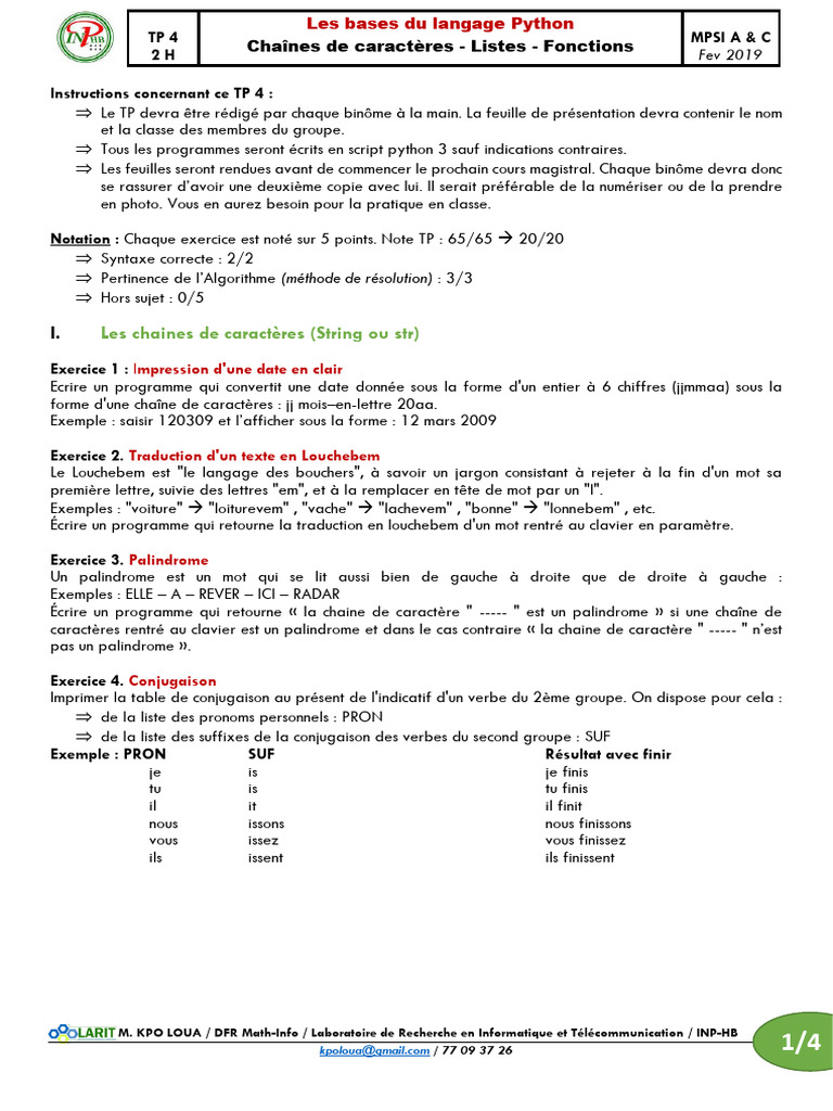 TP4 Python | PDF | Python (Langage de programmation) | Programmation ...