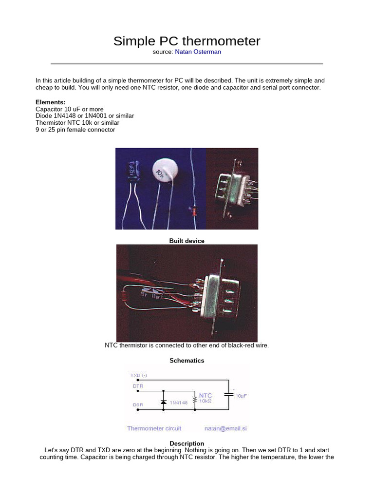 Simple PC Thermometer | PDF | Electrical Resistance And Conductance ...