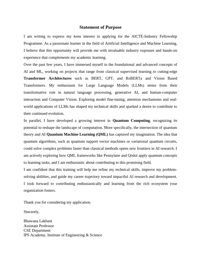 Statement of Purpose | PDF